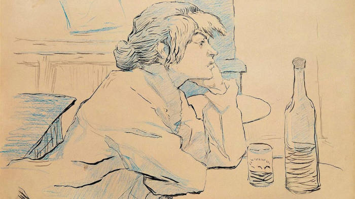 La bevitrice, disegno di Henry de Toulouse-Lautrec